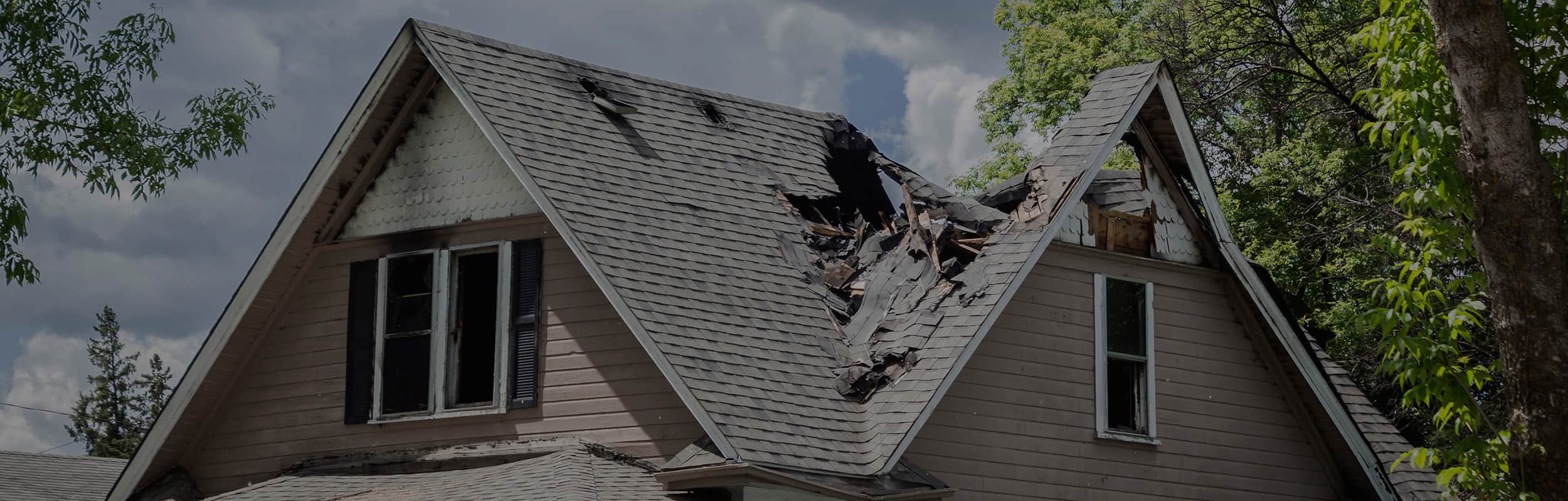 Roof with storm damage